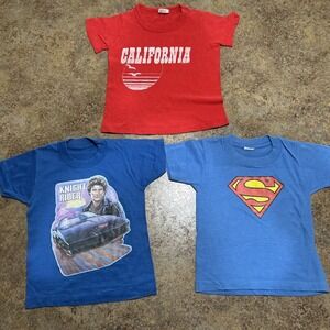 VTG Lot Of 3 Toddler 80s T Shirts Superman Knightrider Cali Small 3T Single